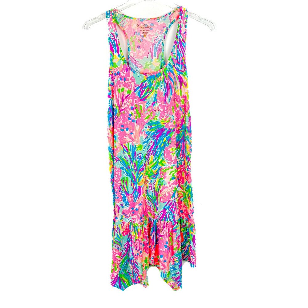 Lilly Pulitzer Hampton Tank Dress in Fan Sea Pima Cotton Sleeveless Size XS EUC